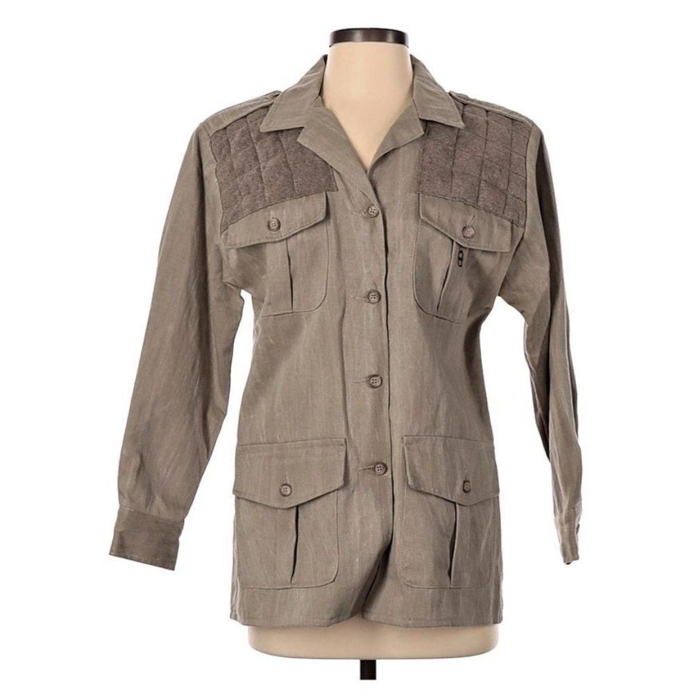 Vintage 90s Bob Allen Shacket Hunting Chore Coat Quilted Utility Brown Size S